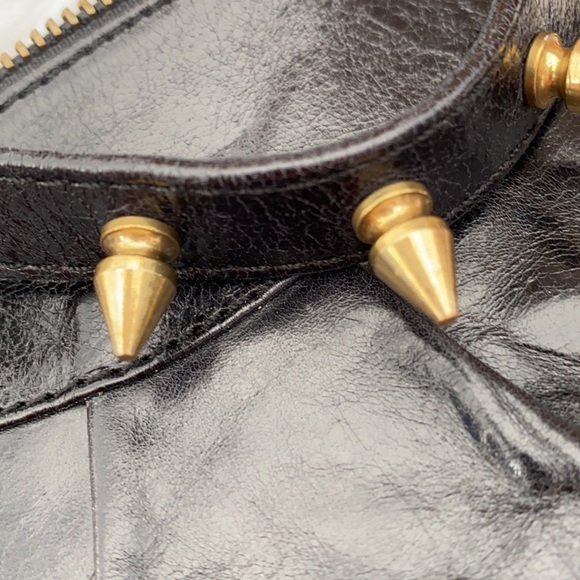 Black leather wristlet w/studded strap - Picture 12 of 12